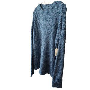 ST JOHN"S BAY BLUE TWEED CREW NECK KNITTED PULLOVER SWEATER SIZE XL